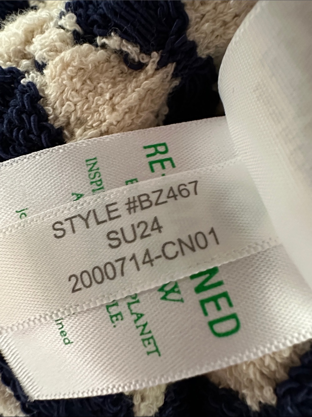 J. CREW Lady Jacket Cardigan Textured Crochet Navy Cream Coastal Sweater L - Picture 10 of 12